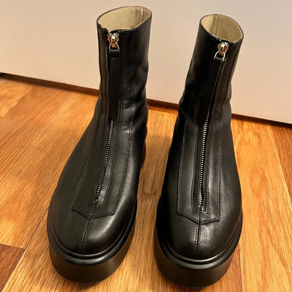 The Row Zipped Boots in Black Leather - Picture 4 of 8